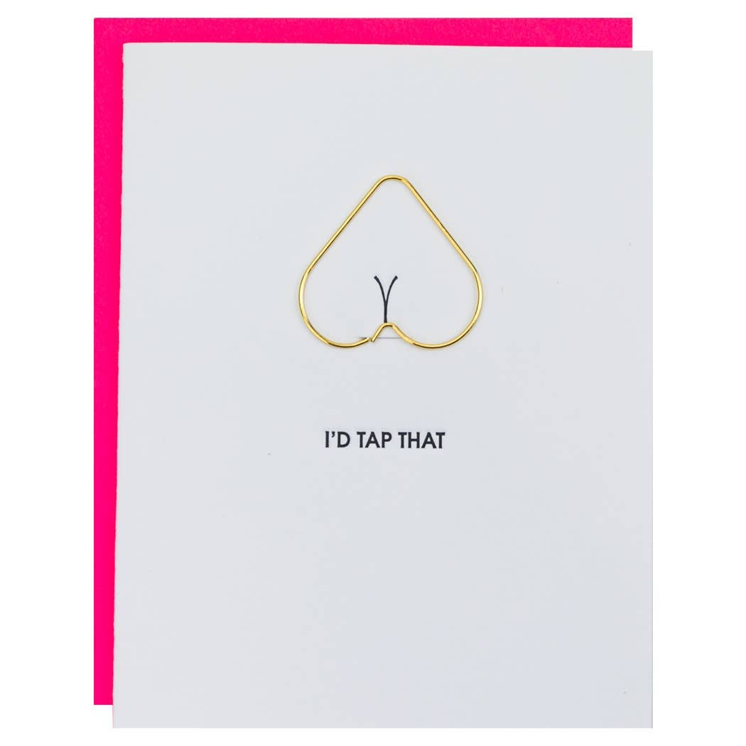 Id Tap That - Heart Paper Clip Letterpress  Card