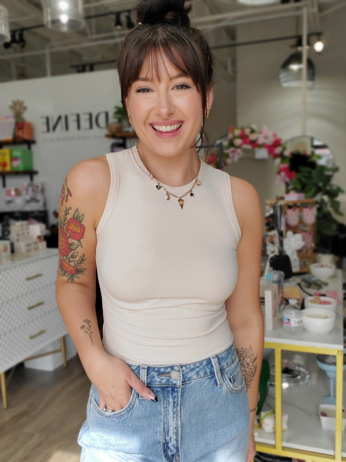 Cream Sleeveless Bodysuit