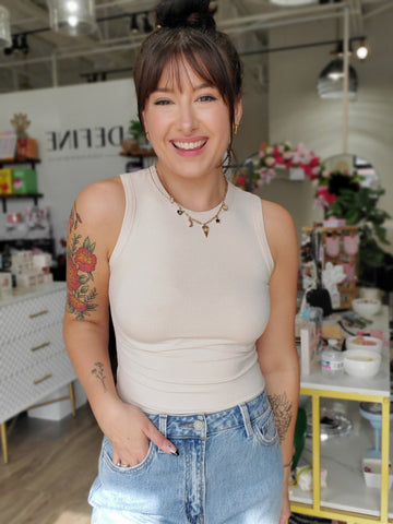 Cream Sleeveless Bodysuit