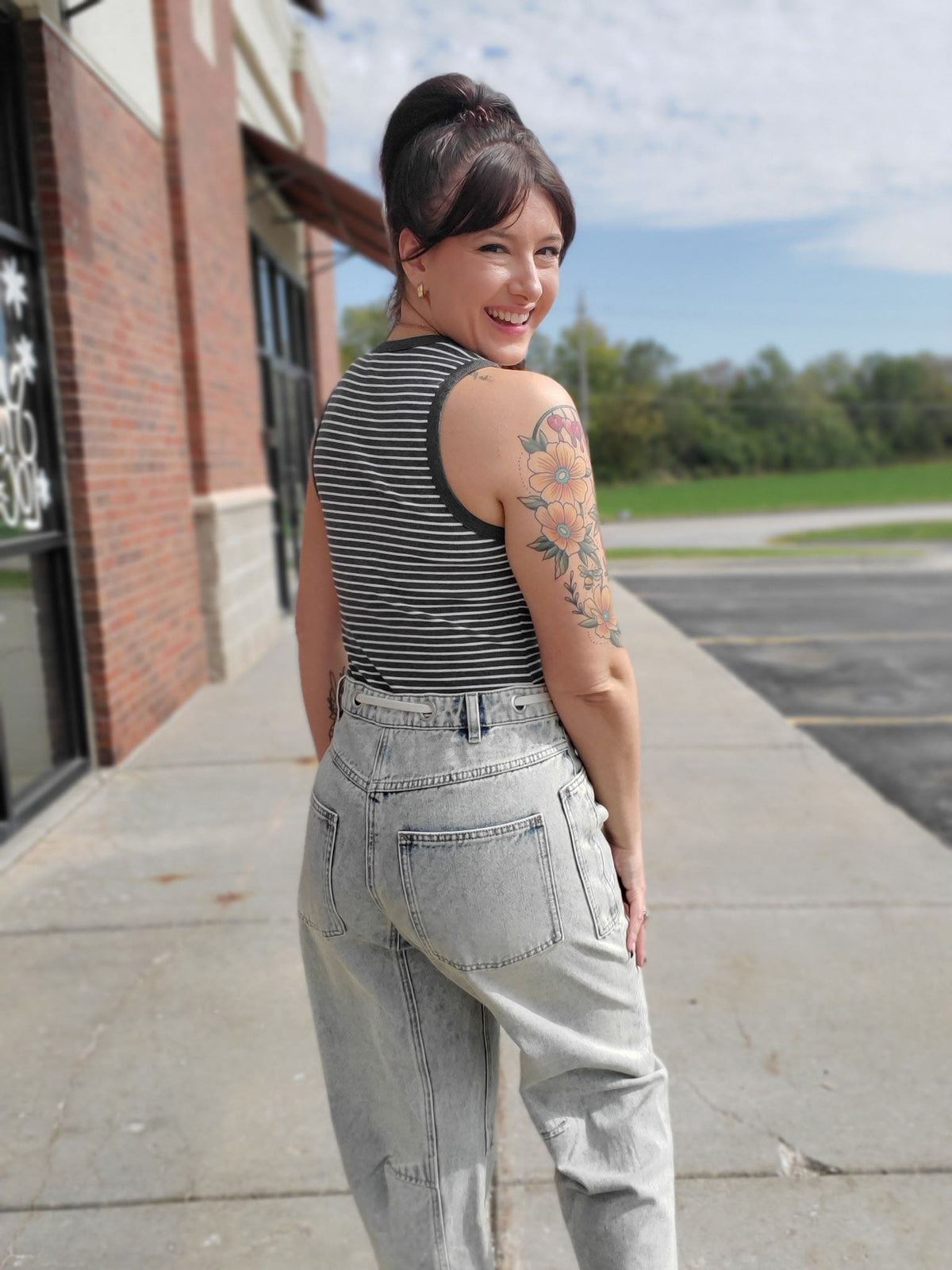 Sleeveless Stripe Bodysuit