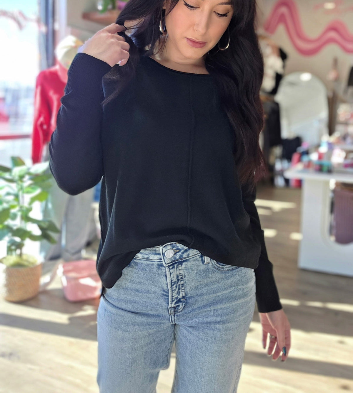 Ribbed Center Seam Top