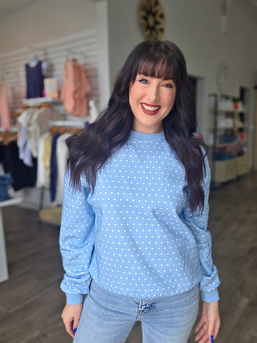 Blue Belle Polkadot Sweatshirt