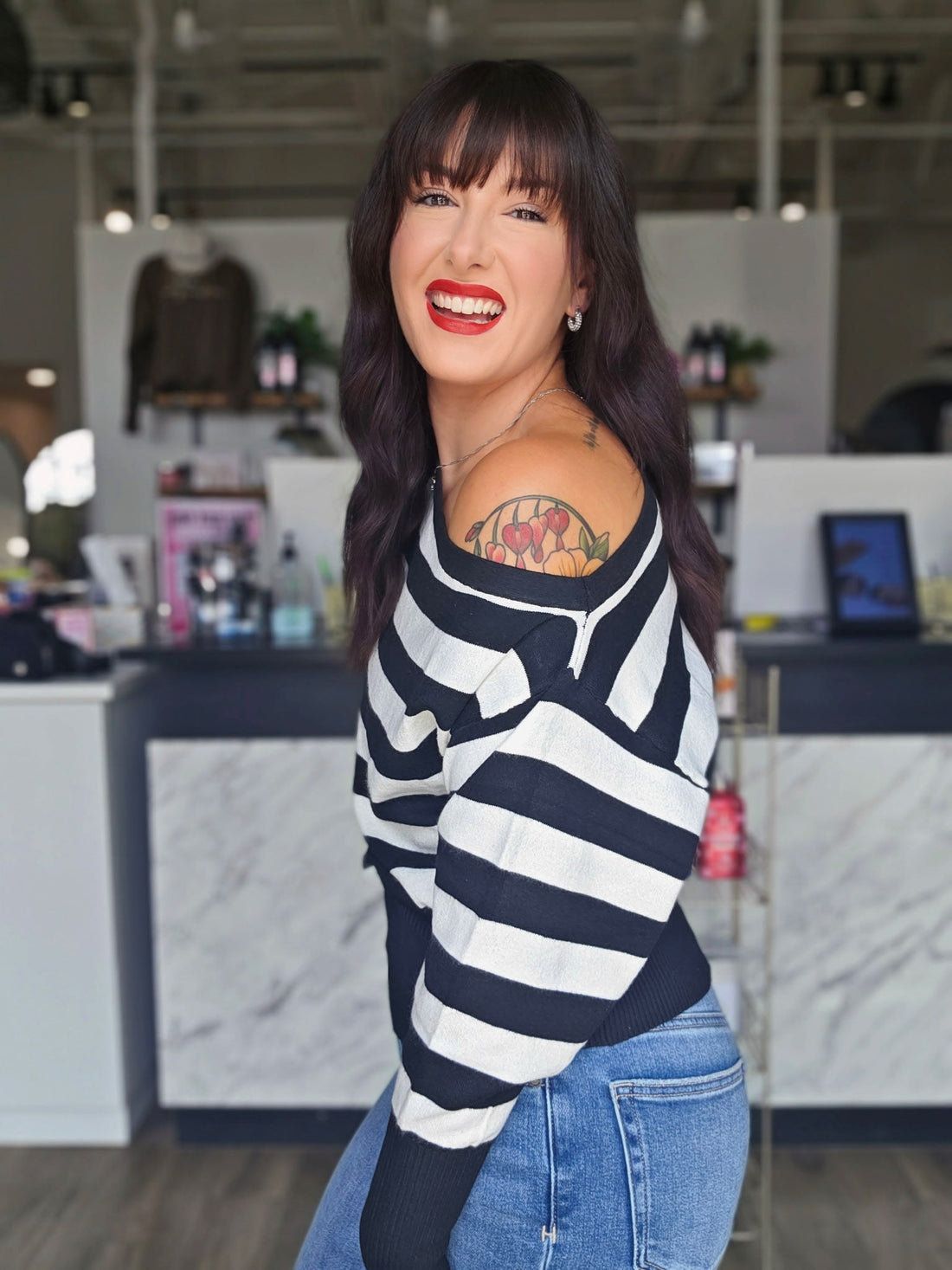 Off-Shoulder Striped Top