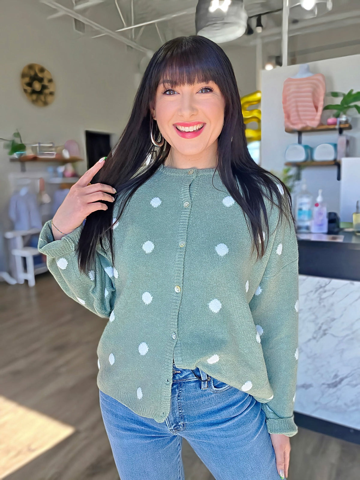Polka Dot Sweater Cardigan