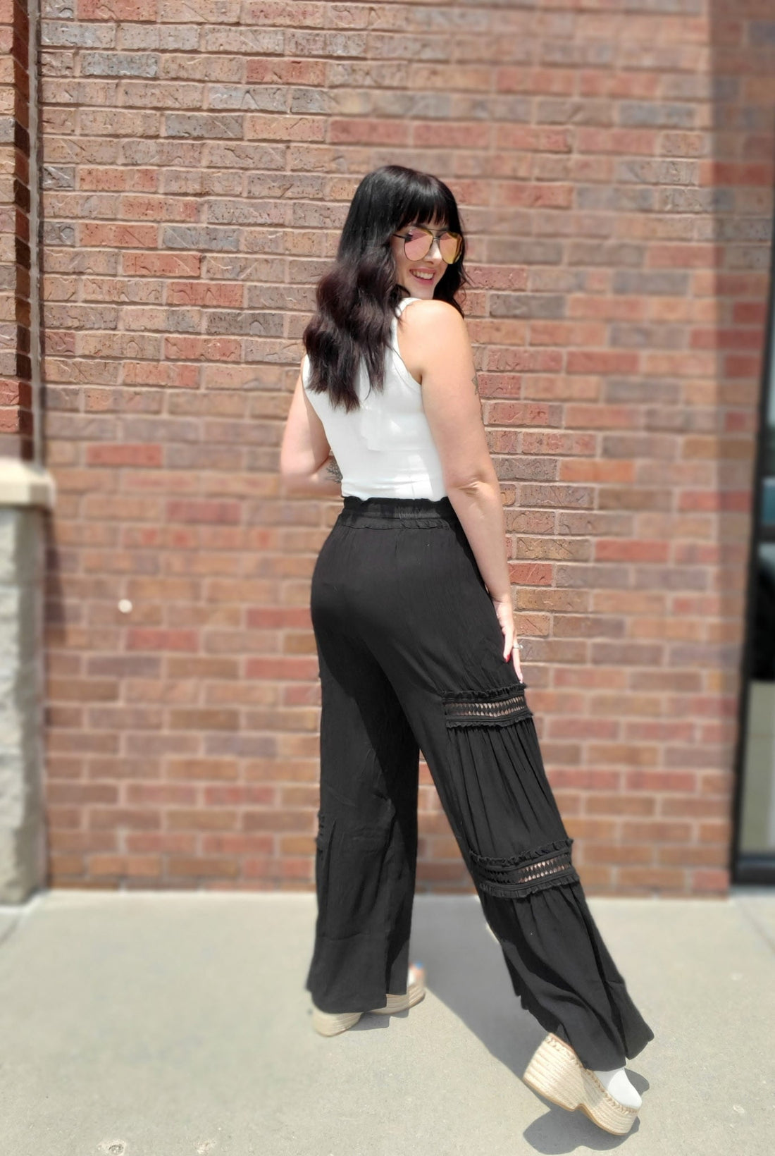 Wide Leg Lace Inset Bottoms