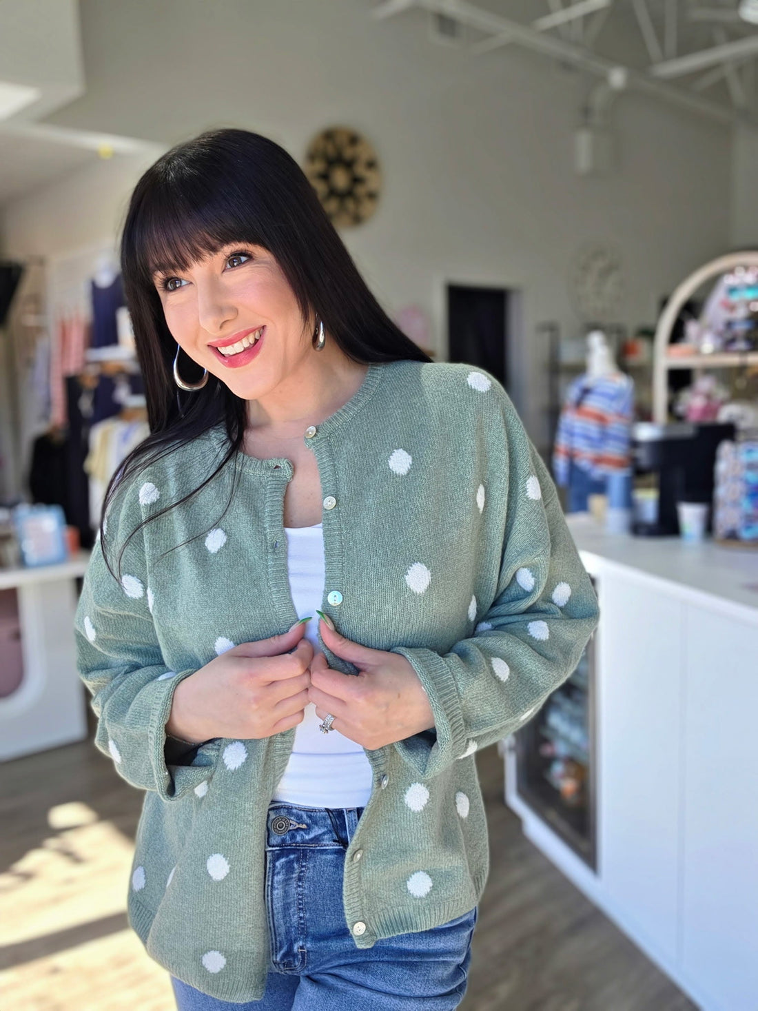 Polka Dot Sweater Cardigan