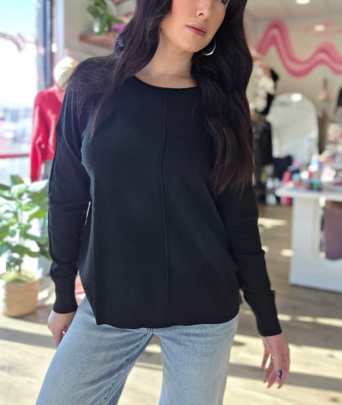 Ribbed Center Seam Top