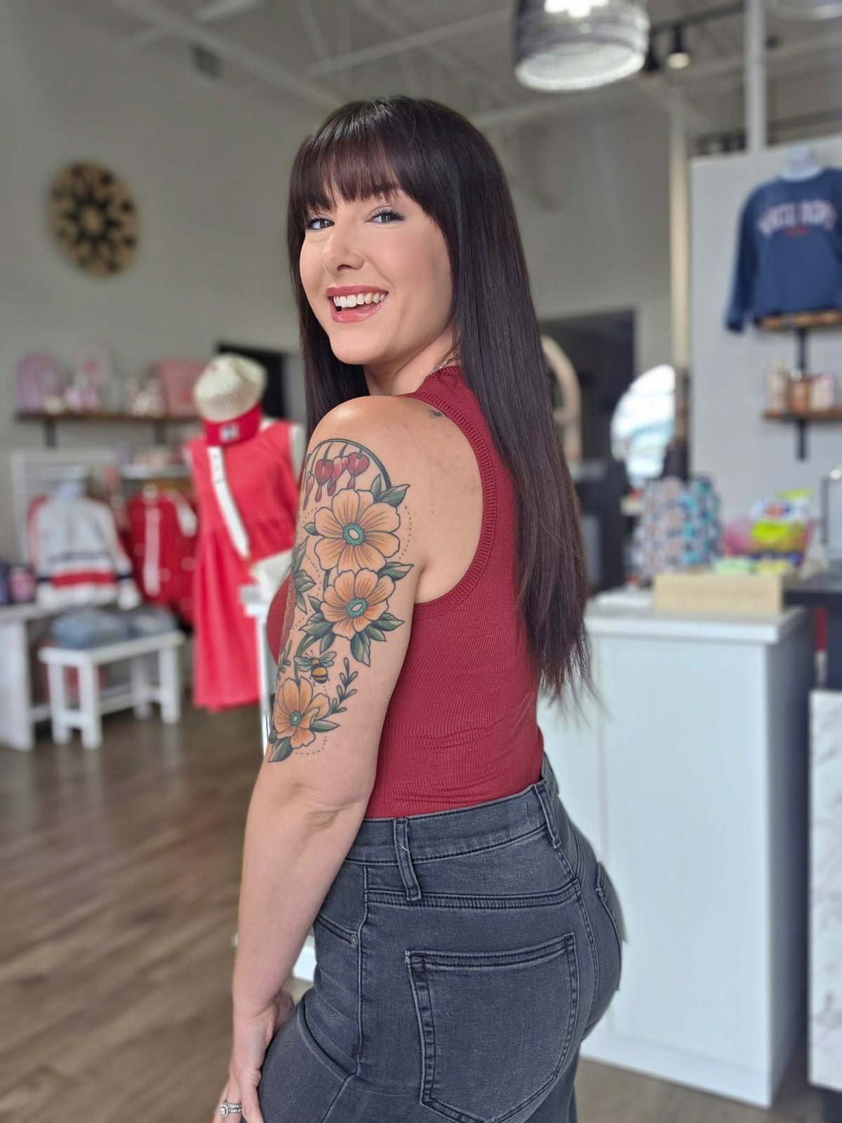 Round Neck Sleeveless Bodysuit-Burgendy