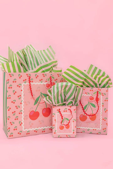 Cherry On Top Gift Bag + Stripes Medium