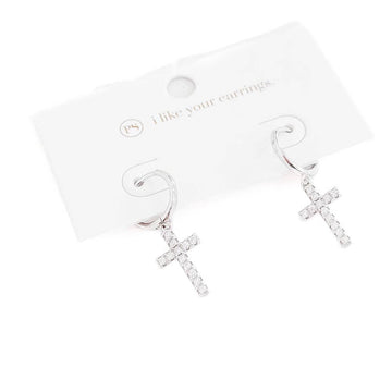 Taryn Diamond Cross Earrings - Waterproof