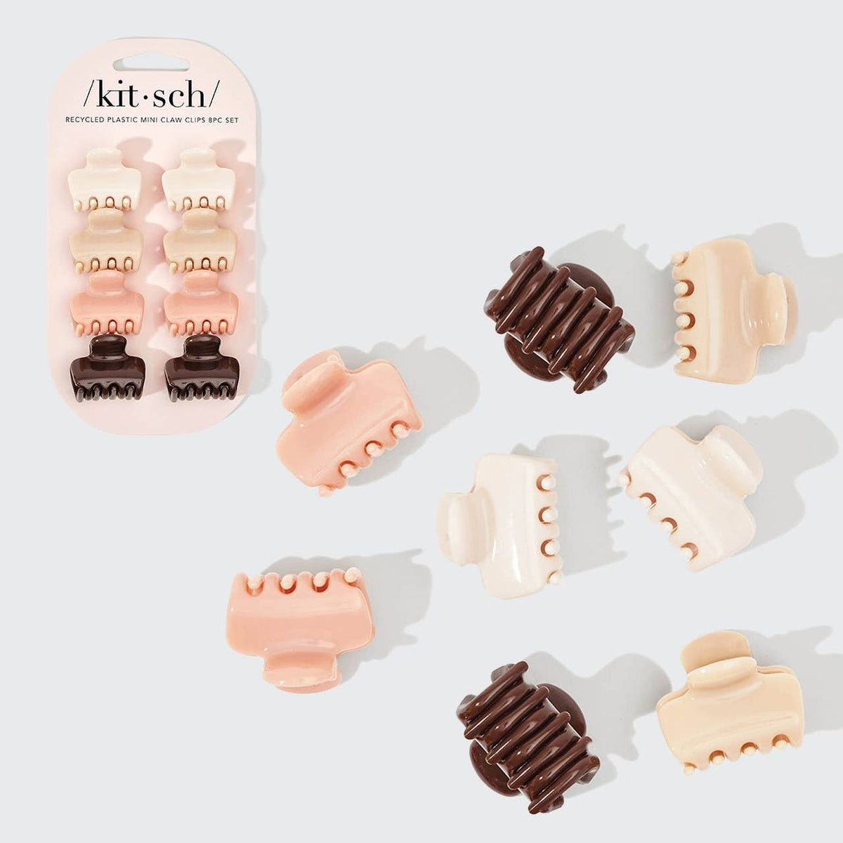 6Plastic Mini Cloud Claw Clips 8pc Set - Rosewood