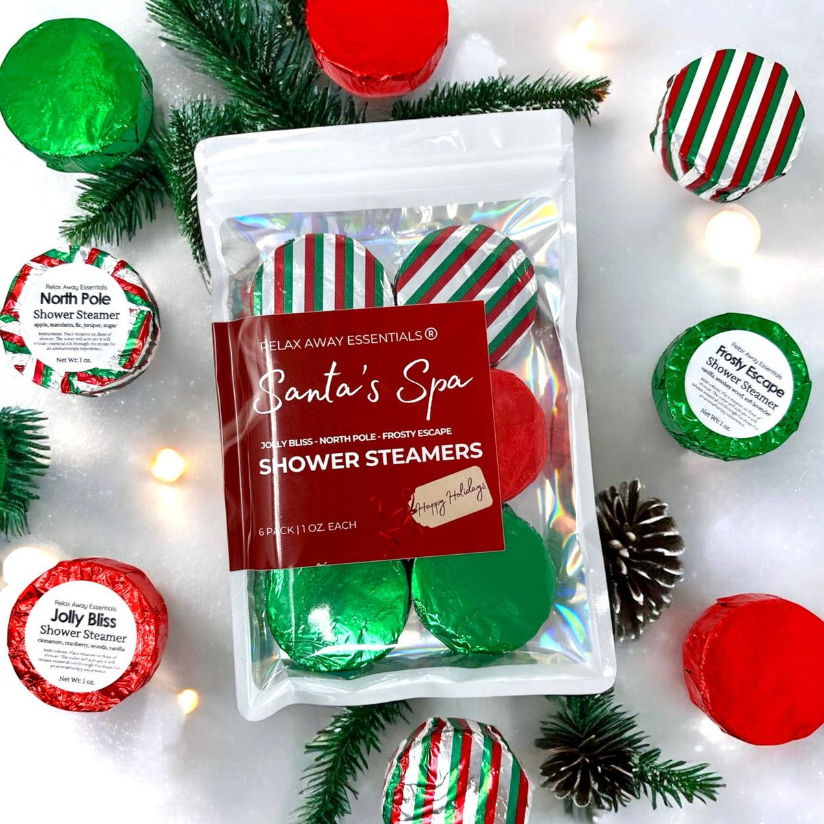 Santa's Spa Shower Steamers 6 Pack - Made in USA